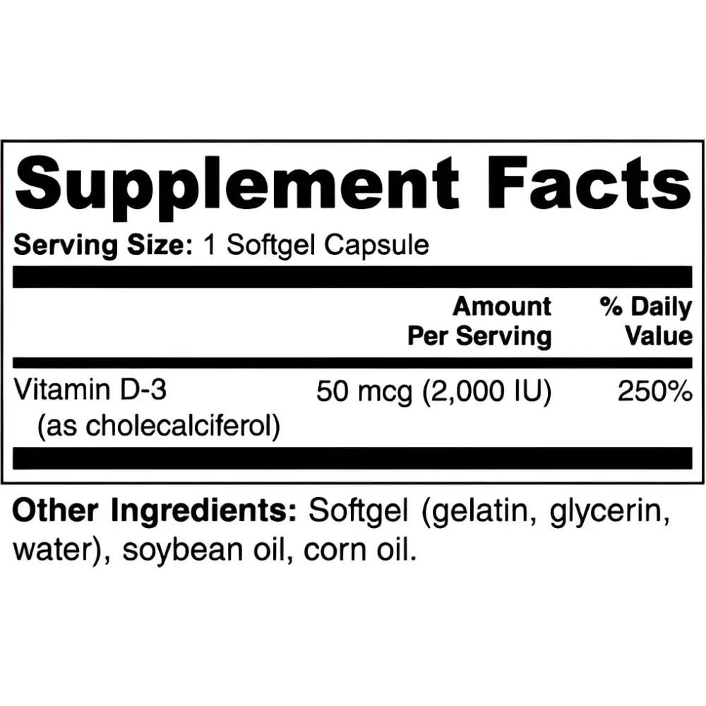 Vitamin D3 2,000 IU - Vitamins & Minerals