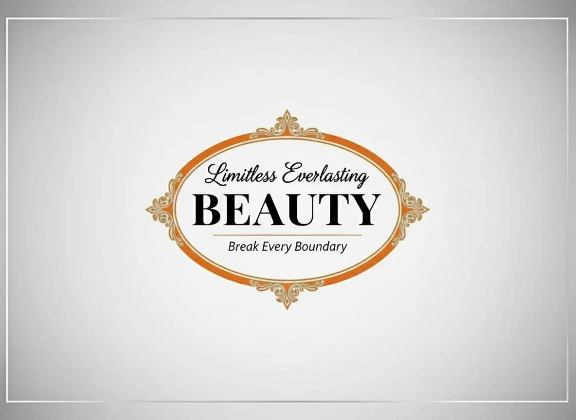 Ornate gold-framed oval logo with ’beauty’ in bold black lettering and the tagline “limitless everlasting” above it.