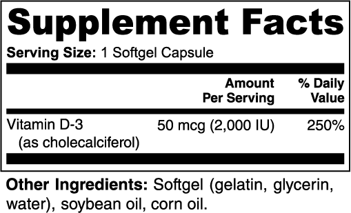 Vitamin D3 2,000 IU - Vitamins & Minerals